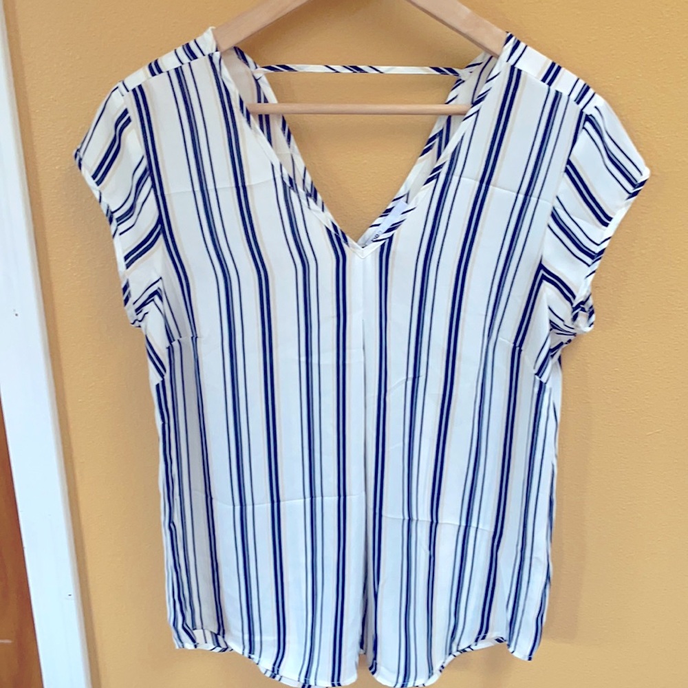 DR2 Navy and White Striped Blouse